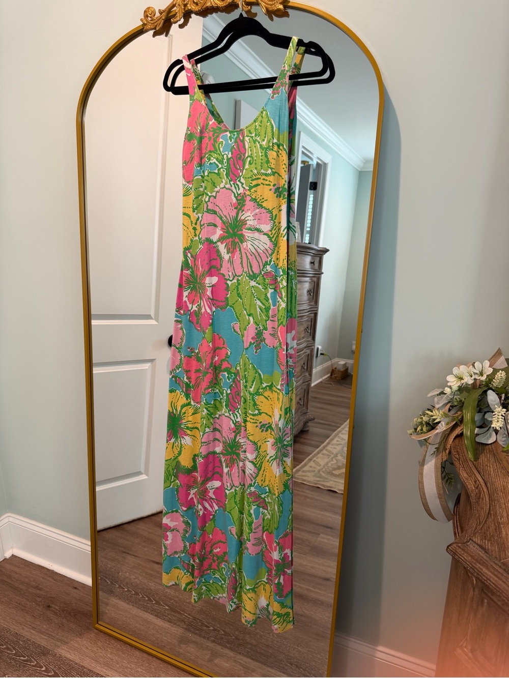 Lilly Pulitzer Floral Maxi Dress in Pink, Green & Blue